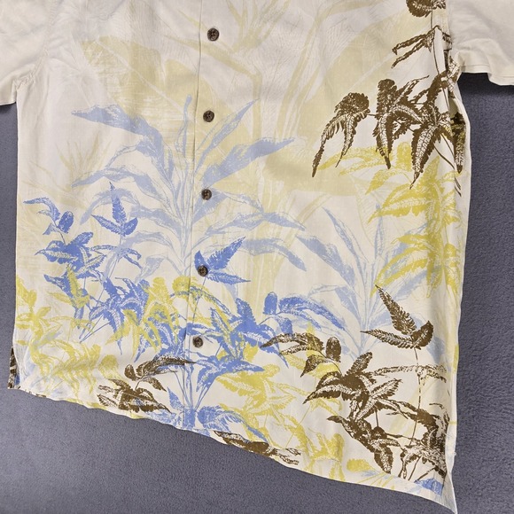 Tommy Bahama Silk Shirt Men Large Short Sleeve Hawaiian Palm Leaves Beach Cruise - Picture 5 of 11